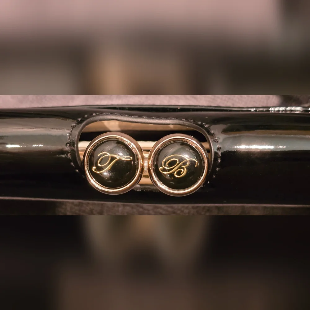 Ted Baker Women’s Black Patent Leather Bobble Matinee Wallet Gold Accents - Picture 10 of 11